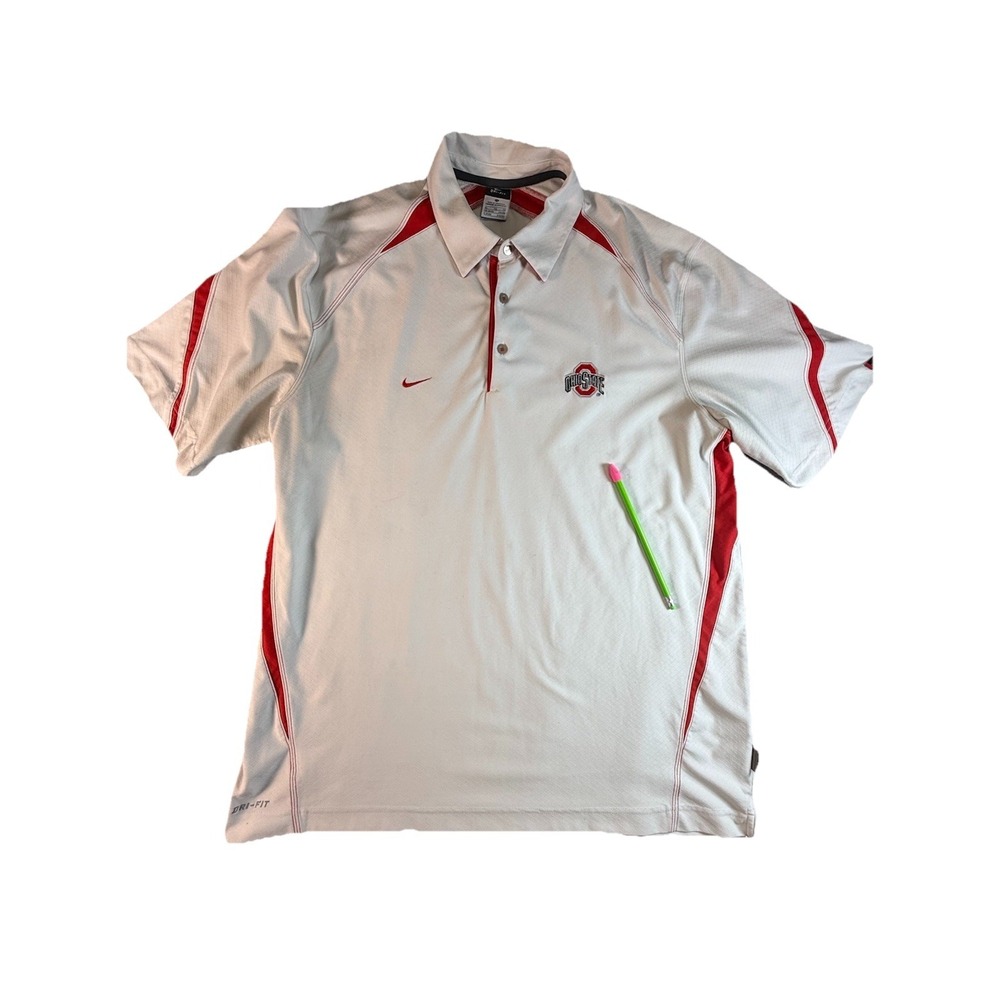 Nike OSU White Red  Waffle Knit Thermal‎ Shirt Mens XL Short Sleeve